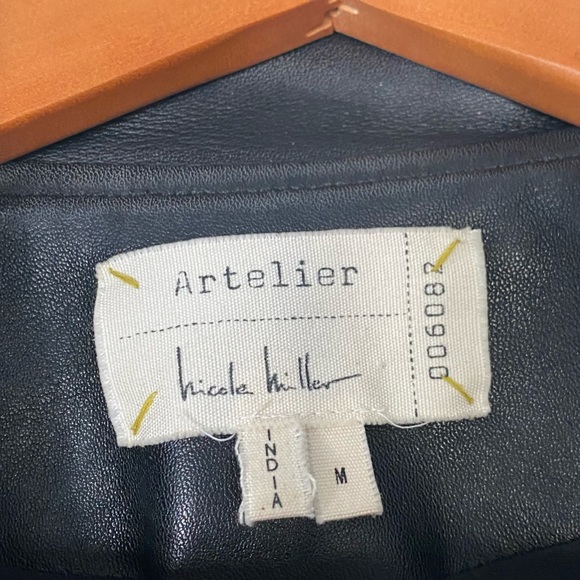 Nicole Miller Embellished Rose Moto Leather Jacket - Picture 5 of 5